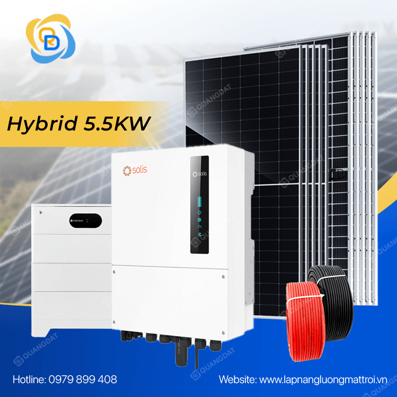 Combo lắp đặt năng lượng mặt trời hybrid 5,5kw